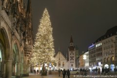 Der Christbaum am Marienplatz leuchtet