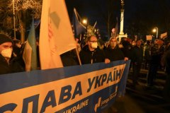 München unterstützt Partnerstadt Kiew. Demo vor russischem Konsulat in München 2022