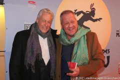 Dieter und Hugo Bachmaier (re.), Premiere des Musicals Der Schuh des Manitu im Deutschen Theater in München 2021