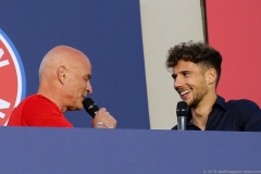 Steohan Lehmann und Leon Goretzka (re.), FC Bayern Fanfest am Nockherberg in München 2019