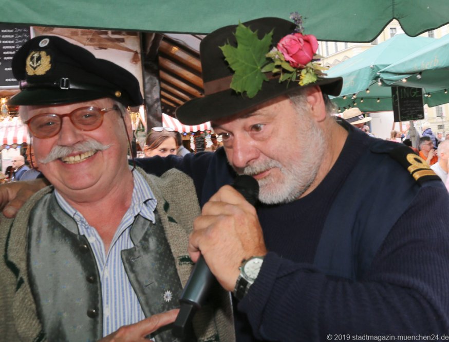 Wolfgang Prinz und Hannes Kröger (re.), Hamburger Fischmarkt am Wittelsbacher Platz in München 2019
