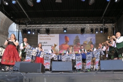 Blaskepelle Schöffelding, Handwerkerdorf beim Stadtgründungsfest am Odeonsplatz in München 2018