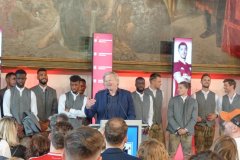 Oliver Kahn, Meisterfeier FC Bayern, Ankunft im Rathaus in München 2022