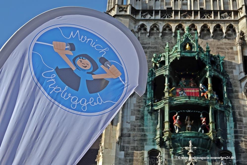 Infostand Marienplatz, Banner, Munich Unplugged bei den Innstadtwirten in München 2019