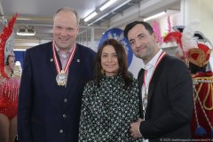 Christoph Göbel, Irina Dostler, Bernd Dostler (von li. nach re.), Narrhalla Prinzenpaar zu Gast bei Zuckersucht in Aschheim 2020