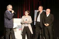 Firedrich Ani, Melanie Arzenheimer, Wolfgang Oppler, Jügen Kirner (von li. nach r.e), Verleihung der Poetentaler im Wirtshaus im Schlachthof in München  2018
