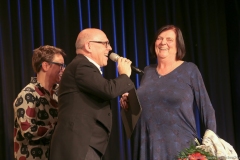 Melanie Arzenheimer, Jürgen Kirner, Maria Peschek (von li. nach re.), Verleihung der Poetentaler im Wirtshaus im Schlachthof 2019