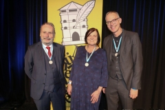 Ludwig Zehentner, Maria Peschek, Christoph Süß  (von li. nach re.), Verleihung der Poetentaler im Wirtshaus im Schlachthof 2019