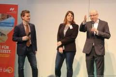 Florian Schrei, Jessica Tilly, Dr. Reinhard Pfeiffer (von li. nach re.), Pressekonferenz Free in der Neuen Messe München 2019