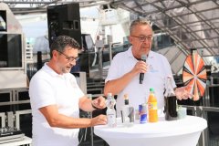Michael Meier und Michael Schlöffel (re.), Sommerfest am Riesenrad Umadum mit Präsentation der neuen Beachgondeln im Werksviertel  in München 2022