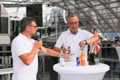 Michael Meier und Michael Schlöffel (re.), Sommerfest am Riesenrad Umadum mit Präsentation der neuen Beachgondeln im Werksviertel  in München 2022