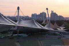 Sonnenaufgang Zeltdachtour im Olympiastadion in München 2019