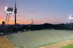 Sonnenaufgang Zeltdachtour im Olympiastadion in München 2019