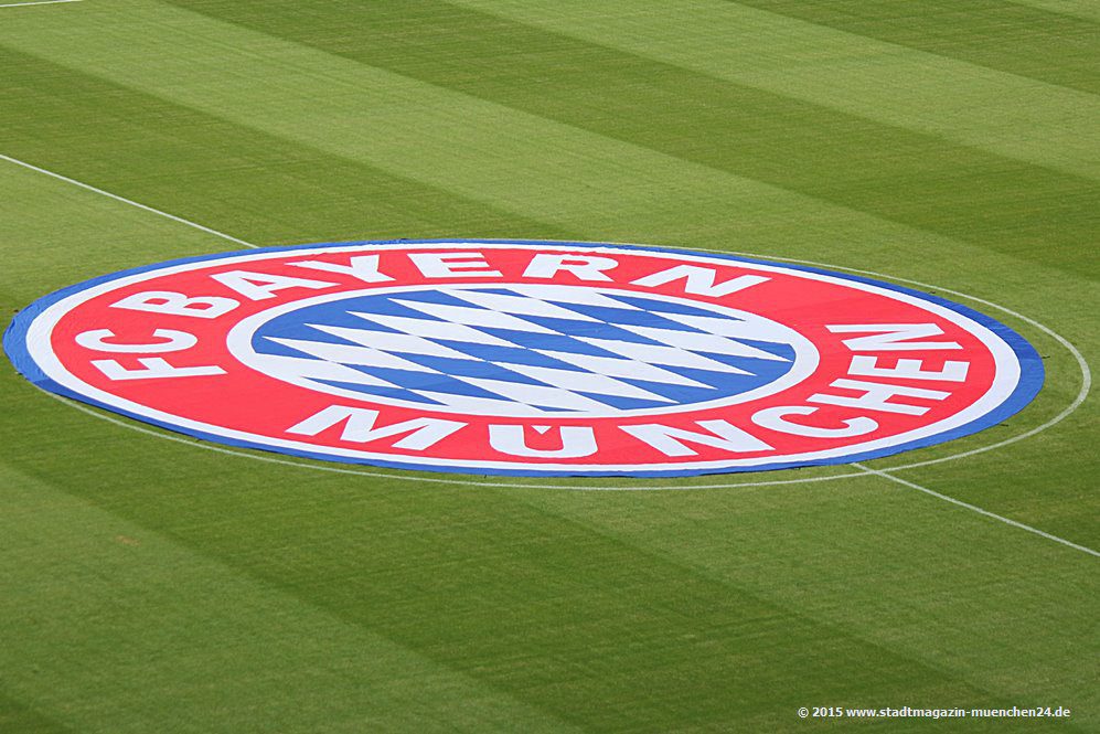 FC Bayern Logo auf Rasen