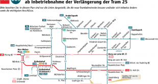 Anpassung Busnetz nach Inbetriebnahme Verlängerung Tram 25 Steinhausen Quelle Grafik MVG
