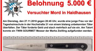 Fahndungsplakat Mordversuch mit Messer in der Hochstraße München Quelle Plakat Polizeipräsidium München