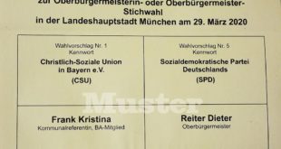 Stimmzettel Stichwahl Oberbürgermeister München 2020