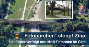 Fotopärchen bringt Züge auf Braunauer Brücke zum Stehen