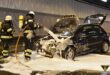 Auto brennt im Trappentreutunnel in München